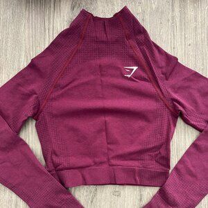 Gymshark Vital Seamless 2.0 High Neck Midi Top Baked Maroon Marl